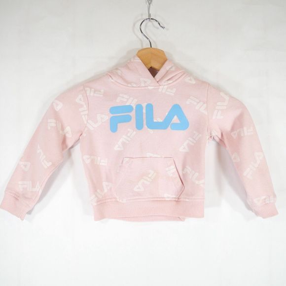 Fila Kids Pastel Pink Hoodie with Fila Logo in Blue & White Graphic Size 2T - Picture 1 of 14
